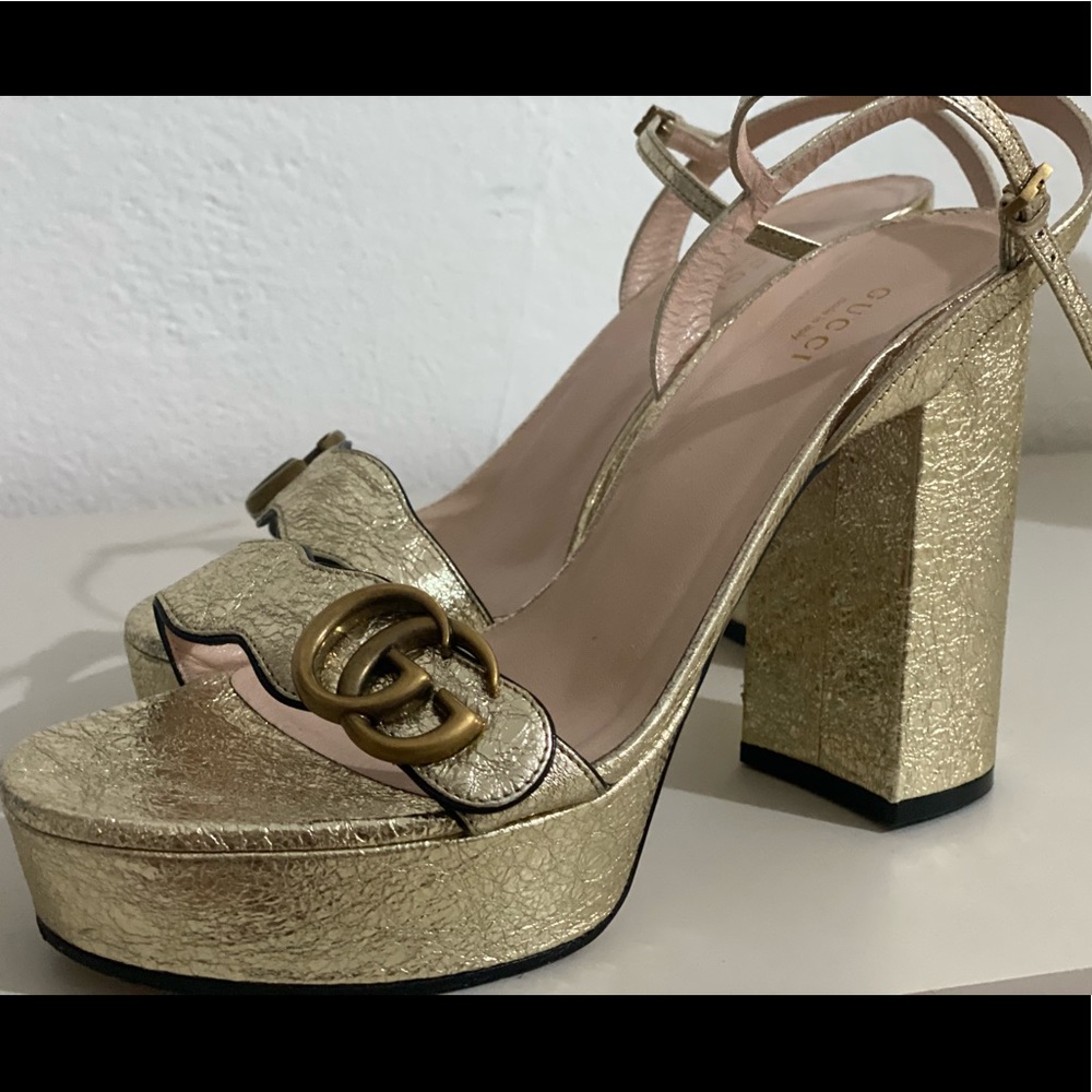 Gold GG Marmont High Heeled Sandals